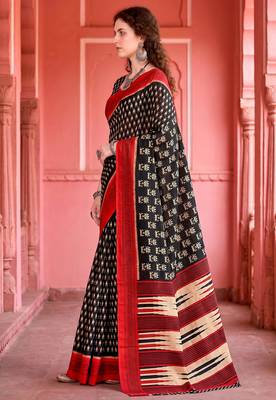 black woven cotton saree with blouse 3