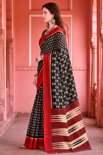 black woven cotton saree with blouse