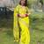 Women Lime Yellow Floral Embroidered Designer Saree