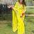 Women Lime Yellow Floral Embroidered Designer Saree
