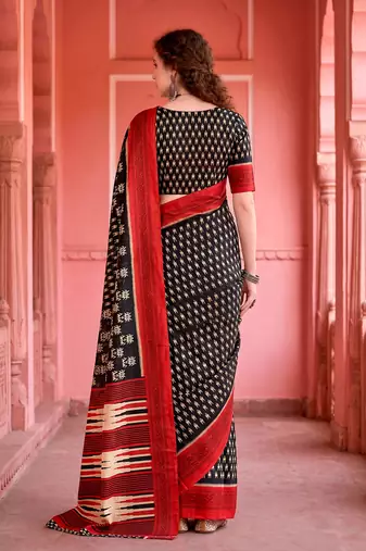 black woven cotton saree with blouse