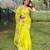 Women Lime Yellow Floral Embroidered Designer Saree