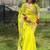 Women Lime Yellow Floral Embroidered Designer Saree