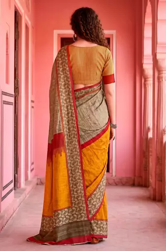 grey woven cotton saree with blouse