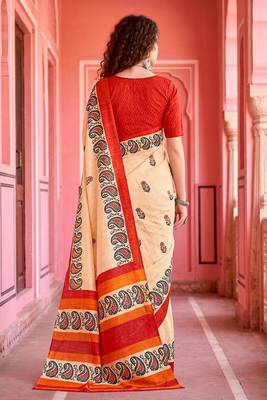 cream woven cotton saree with blouse 4