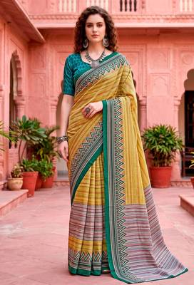 mustard woven cotton saree with blouse 1