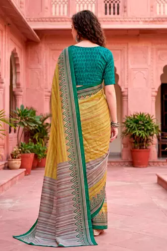 mustard woven cotton saree with blouse