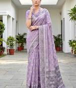 lavender woven cotton saree with blouse