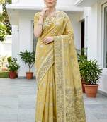 mustard woven cotton saree with blouse