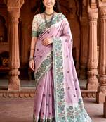 lavender woven cotton saree with blouse