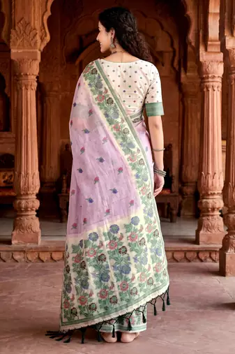 lavender woven cotton saree with blouse