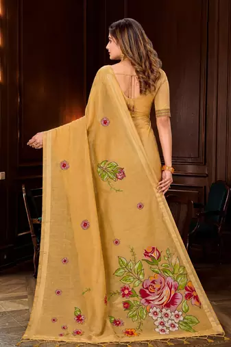 beige woven cotton saree with blouse