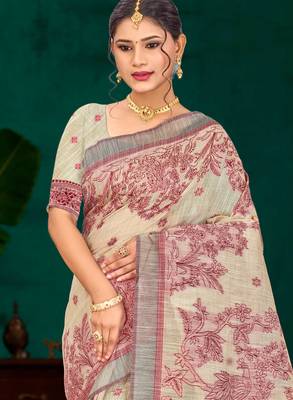 maroon woven cotton saree with blouse 2