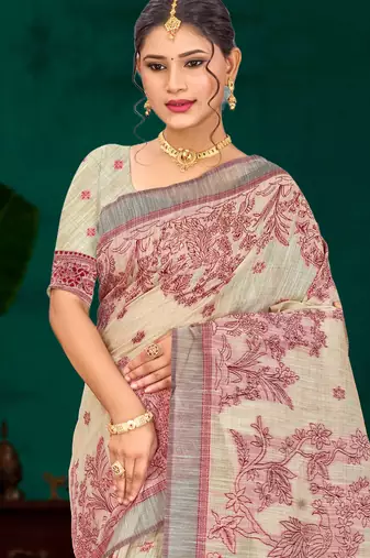 maroon woven cotton saree with blouse
