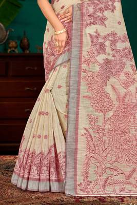 maroon woven cotton saree with blouse 3