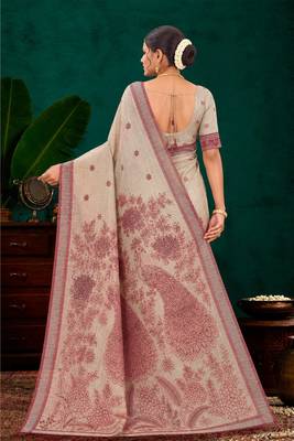 maroon woven cotton saree with blouse 4