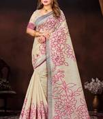 pink woven cotton saree with blouse