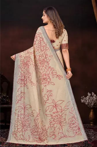 pink woven cotton saree with blouse