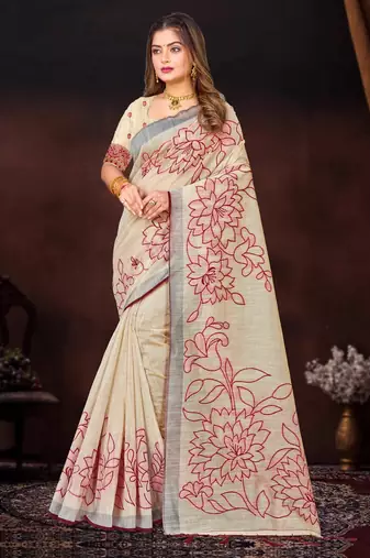 maroon woven cotton saree with blouse