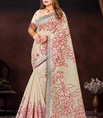 maroon woven cotton saree with blouse