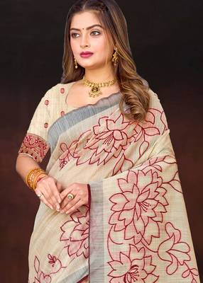 maroon woven cotton saree with blouse 2