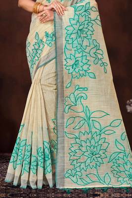 green woven cotton saree with blouse 3