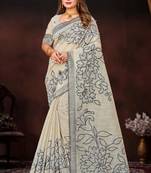 grey woven cotton saree with blouse