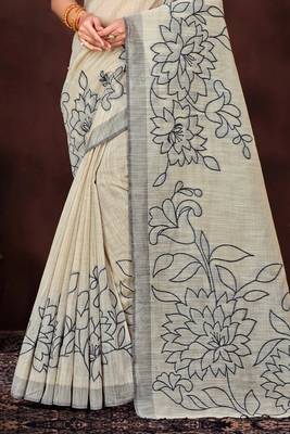 grey woven cotton saree with blouse 3