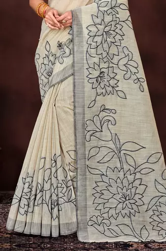 grey woven cotton saree with blouse