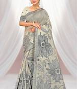 grey woven cotton saree with blouse