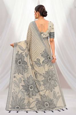 grey woven cotton saree with blouse 4