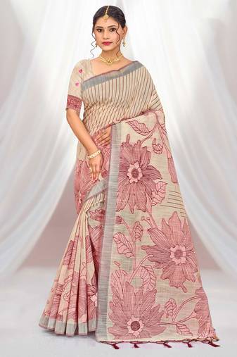 maroon woven cotton saree with blouse