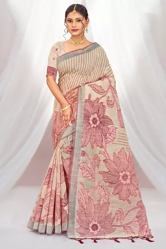 maroon woven cotton saree with blouse