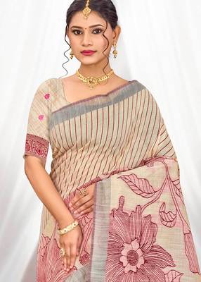 maroon woven cotton saree with blouse 2