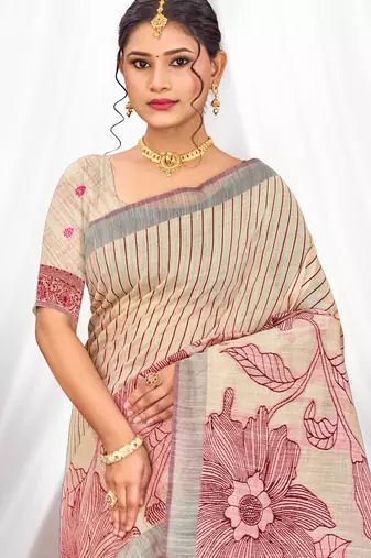 maroon woven cotton saree with blouse