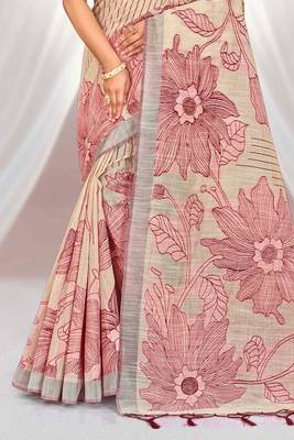 maroon woven cotton saree with blouse 3