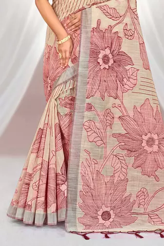 maroon woven cotton saree with blouse