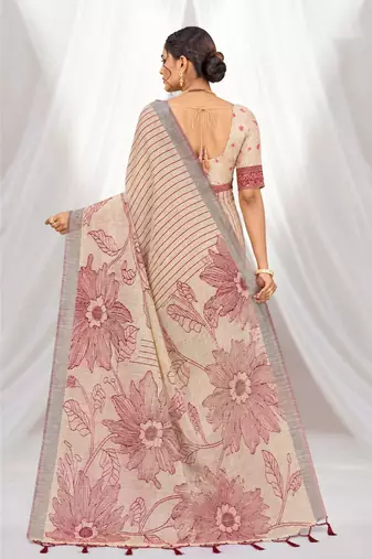 maroon woven cotton saree with blouse