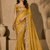 yellow embroidery sequin and multi border silk saree