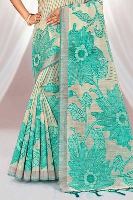 green woven cotton saree with blouse 3
