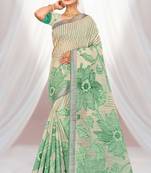 green woven cotton saree with blouse