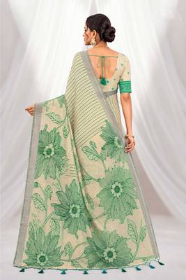 green woven cotton saree with blouse 4