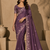 purple embroidery sequin and multi border silk saree