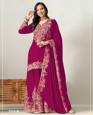 Maroon chinon silk suit 1