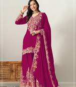 Maroon chinon silk suit