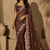 brown embroidery sequin and multi border silk saree