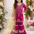 Designer girls ranipink georgette embroidered kurta gharara set with net dupatta