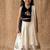 New latest kids off-white silk lehenga with black velvet choli & deer embroidery motif