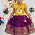 Kids latest collection girls yellow & wine purple pattu pavadai lehenga set with ruffle sleeves