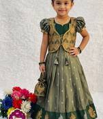 New trendy girls sage green silk traditional lehenga choli set